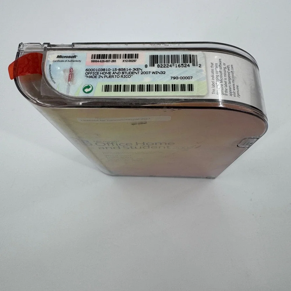 Microsoft Office Home and Student 2007 PC Windows Retail Box Product Key‎ Disc